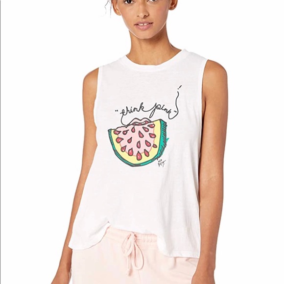 NWT BETSEY JOHNSON Think Pink WHITE WORKOUT TANK TOP XS - Picture 3 of 5